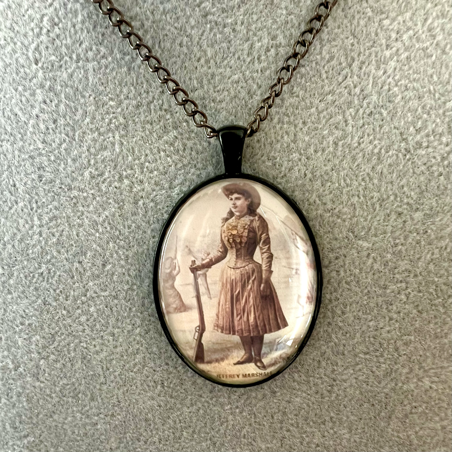 Vintage Cowgirl Pendant Necklace Black