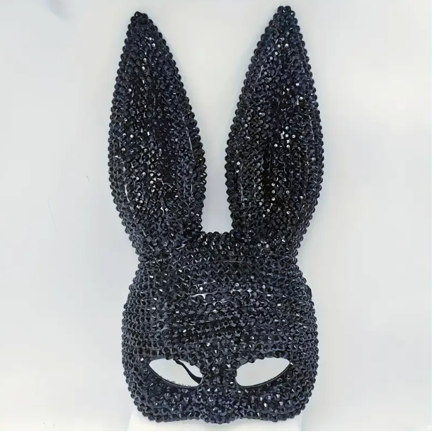 Black Rhinestone Rabbit Mask