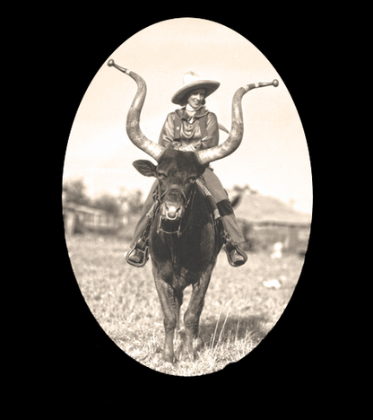 Vintage Cowgirl Pendant Necklace Bronze