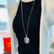 Vintage Cowgirl Pendant Necklace Silver