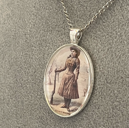 Vintage Cowgirl Stainless Steel Pendant Necklace