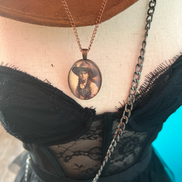 Vintage Cowgirl Pendant Necklace Copper