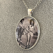 Vintage Cowgirl Pendant Necklace Silver