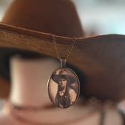 Vintage Cowgirl Pendant Necklace Copper