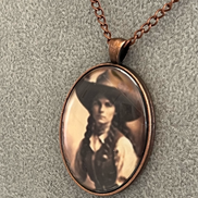 Vintage Cowgirl Pendant Necklace Copper