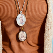 Vintage Cowgirl Pendant Necklace Silver