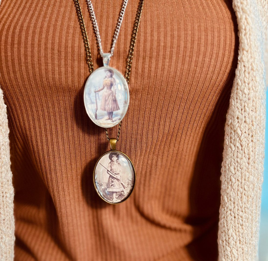 Vintage Cowgirl Pendant Necklace Silver