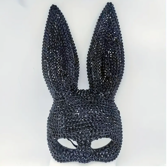 Black Rhinestone Rabbit Mask