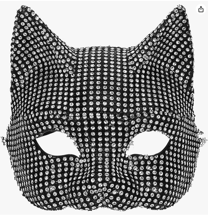 Black Rhinestone Cat Mask