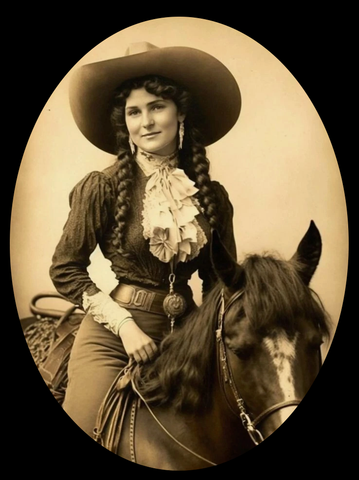Vintage Cowgirl Pendant Necklace Silver