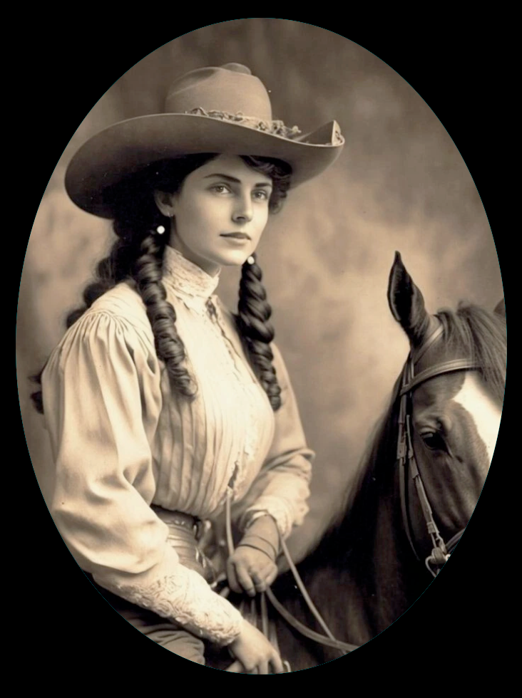 Vintage Cowgirl Pendant Necklace Bronze