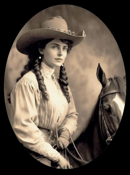 Vintage Cowgirl Pendant Necklace Bronze