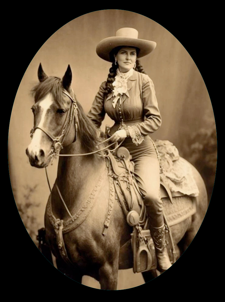 Vintage Cowgirl Pendant Necklace Silver